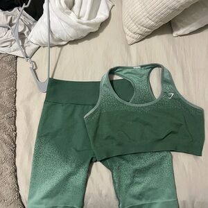 Gymshark Green Sports Bra and Shorts Set